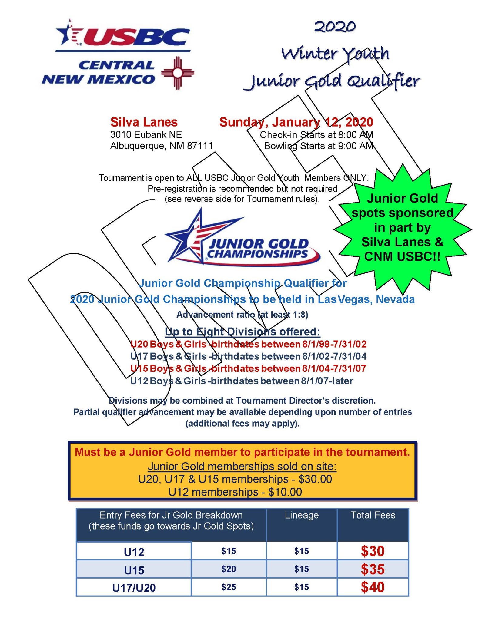2020 Winter Youth Junior Gold Qualifier CNM USBC
